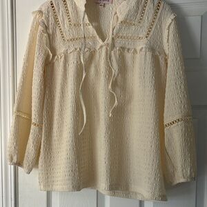 Cream Crochet-Trim Peasant Tunic - Unknown Brand